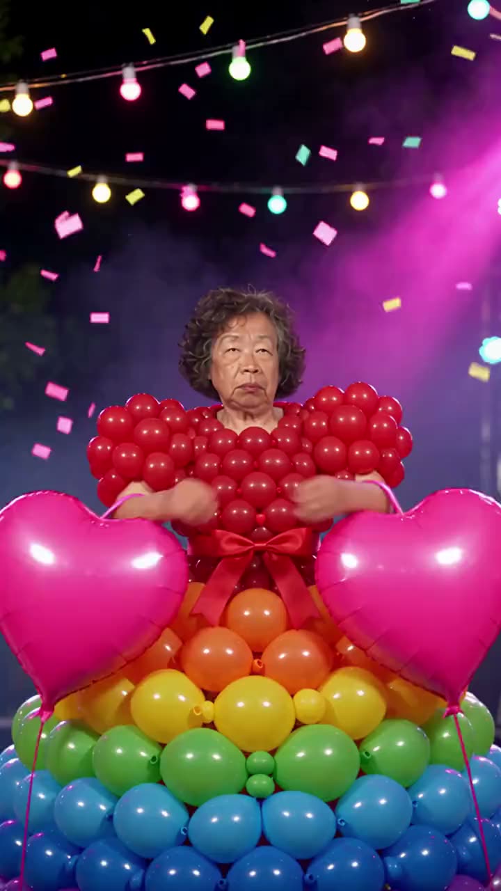 Bubble-wrap dress becomes a rainbow balloon dress: the Bijutsu remake