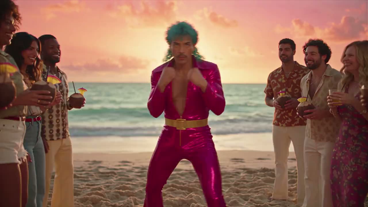 Two new dancers, same party moves on a sunset beach: the Bijutsu remake