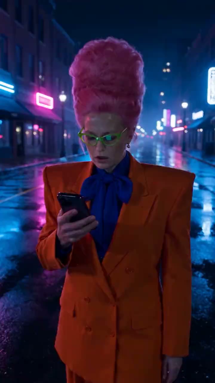 Same phone reaction, new woman on a neon street: the Bijutsu remake