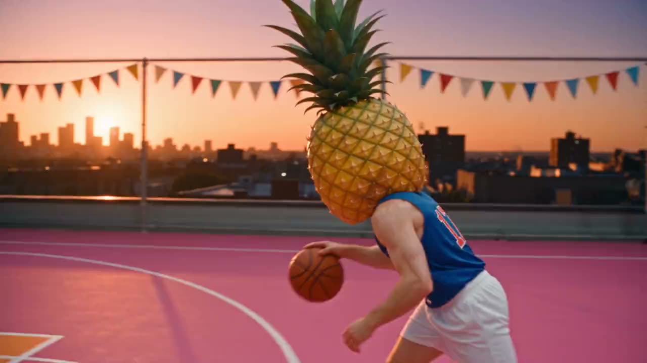 Shrimp mask becomes a pineapple head on a pink court: the Bijutsu remake