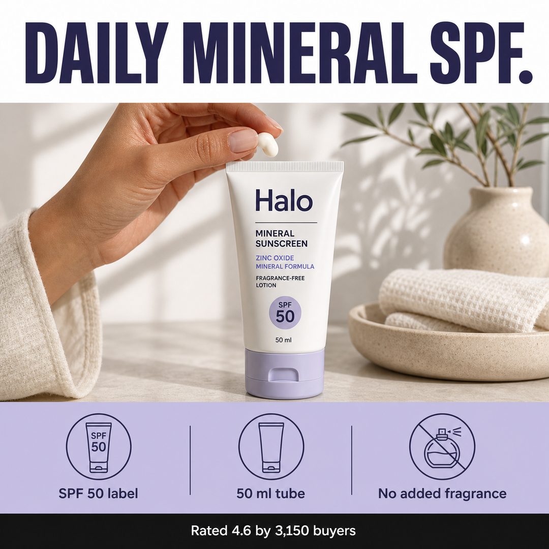 Hero Statement + Icon Benefit Bar ad example, invented product