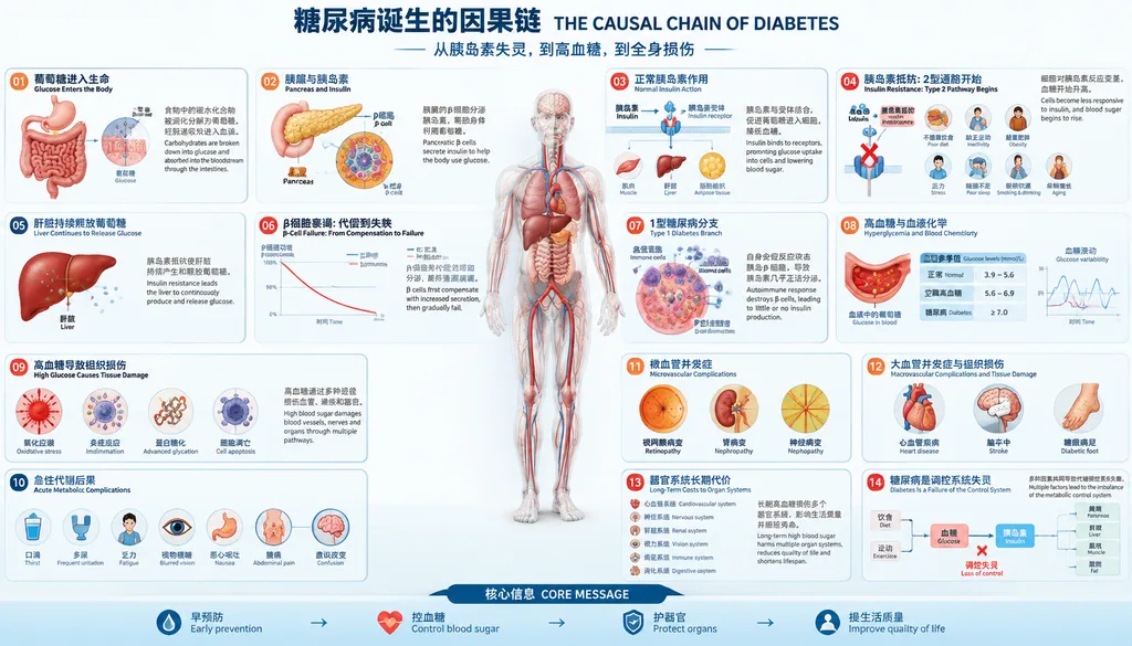 Bilingual medical poster with detailed anatomical illustrations in red, blue and flesh tones