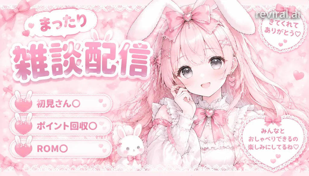 Soft pink lace thumbnail of an anime girl with bunny ears, hearts and ribbons