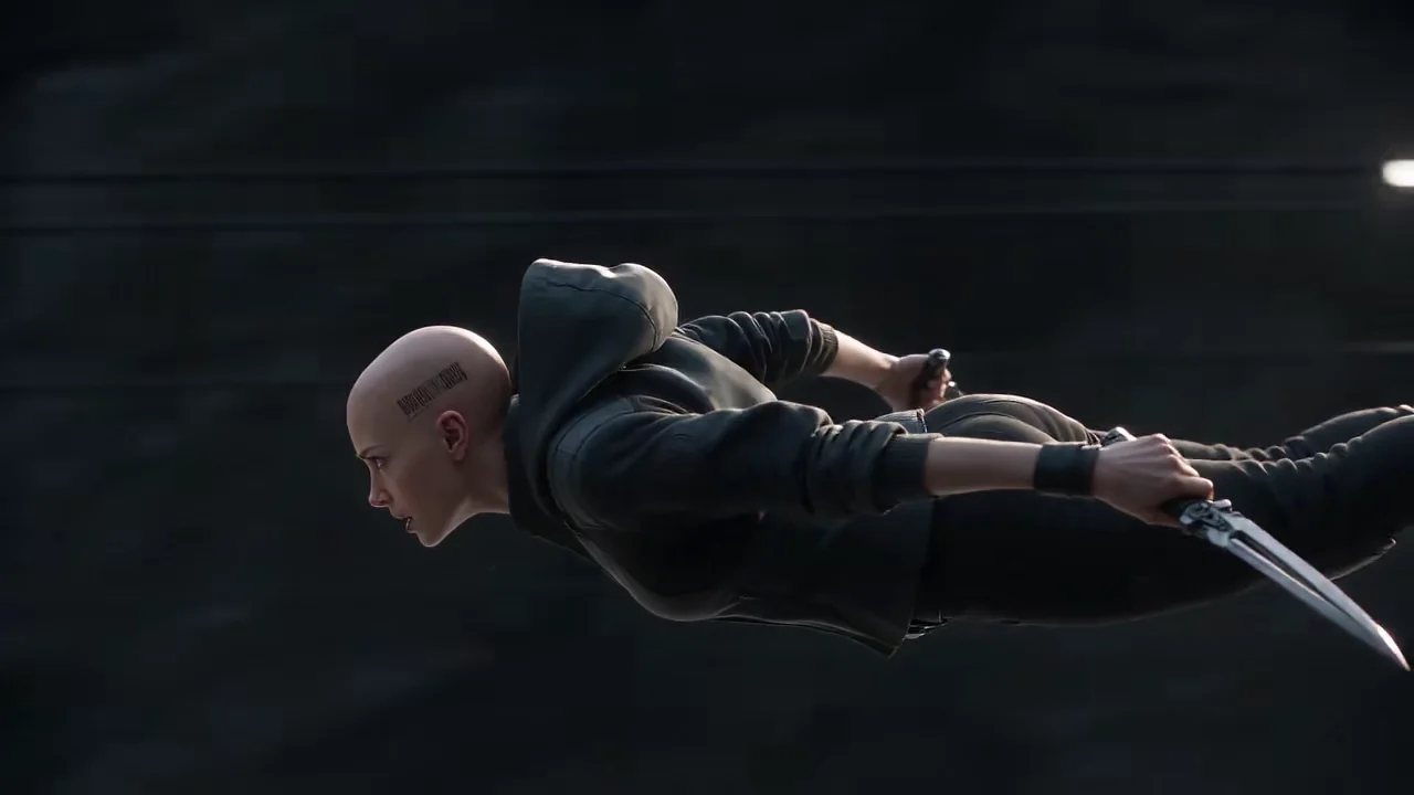 Runner with twin blades diving through the air, a Seedance 2.0 frame from our AI video models list
